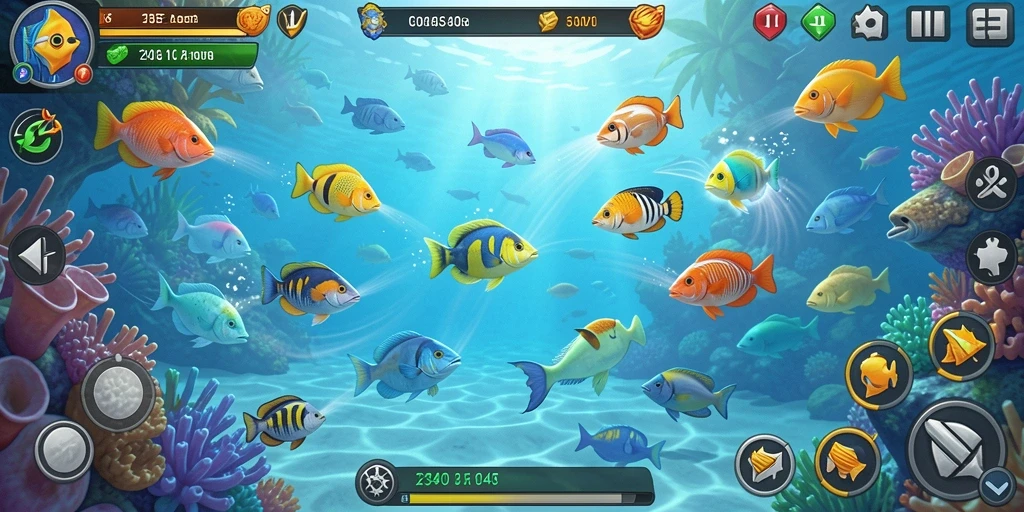 Screenshot gameplay 234E yang menampilkan aksi Tembak Ikan seru.