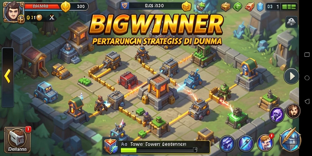 Gameplay BIGWINNER yang mendebarkan dalam genre Tower Defense.