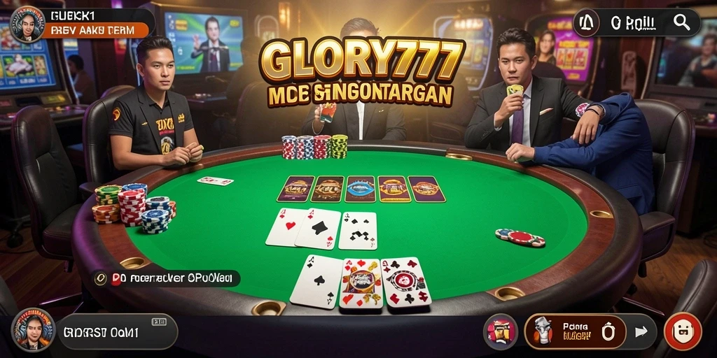 Tampilan gameplay menarik dari GLORY777 dengan suasana Poker yang mendebarkan.