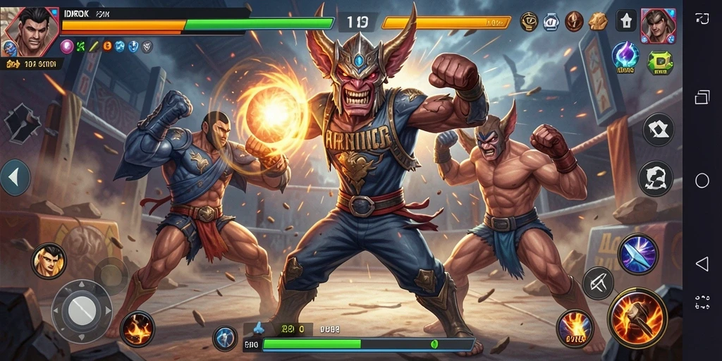 Tampilan seru dari gameplay IDROK saat pertarungan sengit berlangsung.