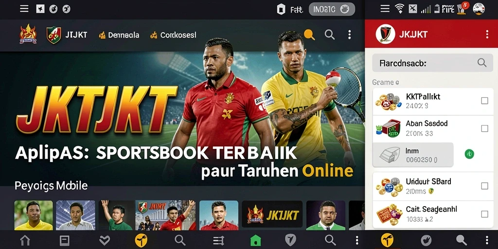 Tampilan aplikasi JKTJKT dengan fitur taruhan olahraga yang interaktif.