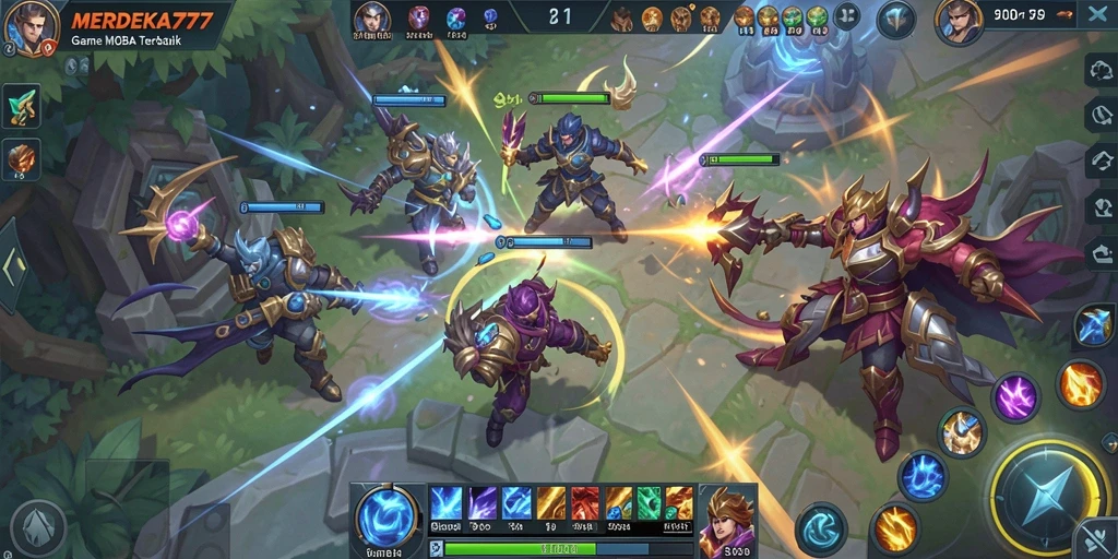 Tangkapan layar permainan MOBA MERDEKA777 dalam aksi seru.