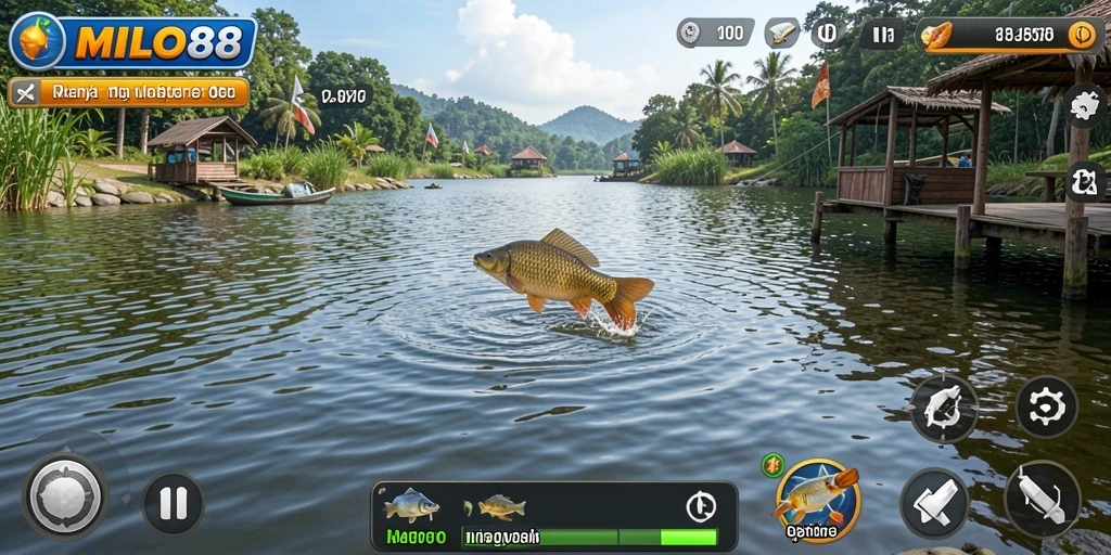 Tampilan gameplay memancing yang seru dan menarik di MILO88.