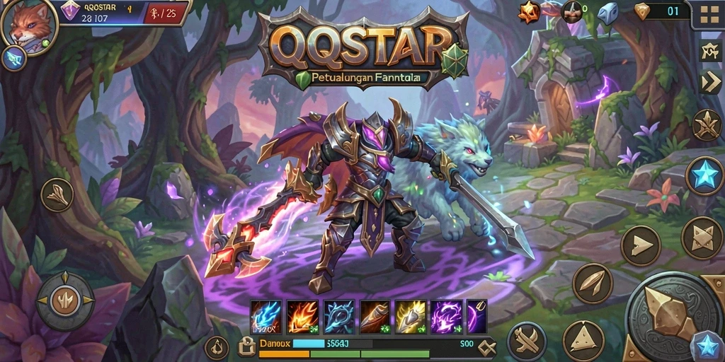 Screenshot gameplay QQSTAR menampilkan aksi seru dalam dunia ARPG.