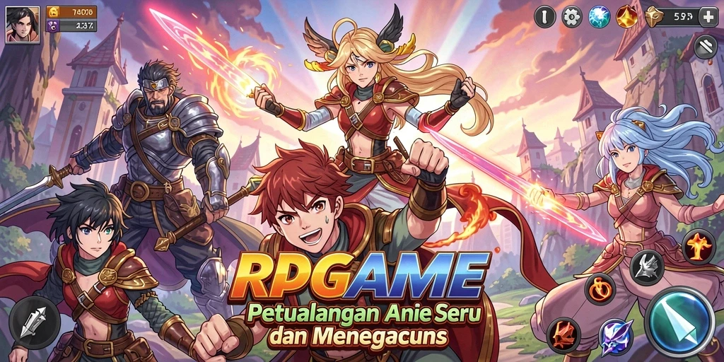 Tangkapan layar RPGAME menampilkan karakter Anime yang dinamis dalam pertarungan seru.