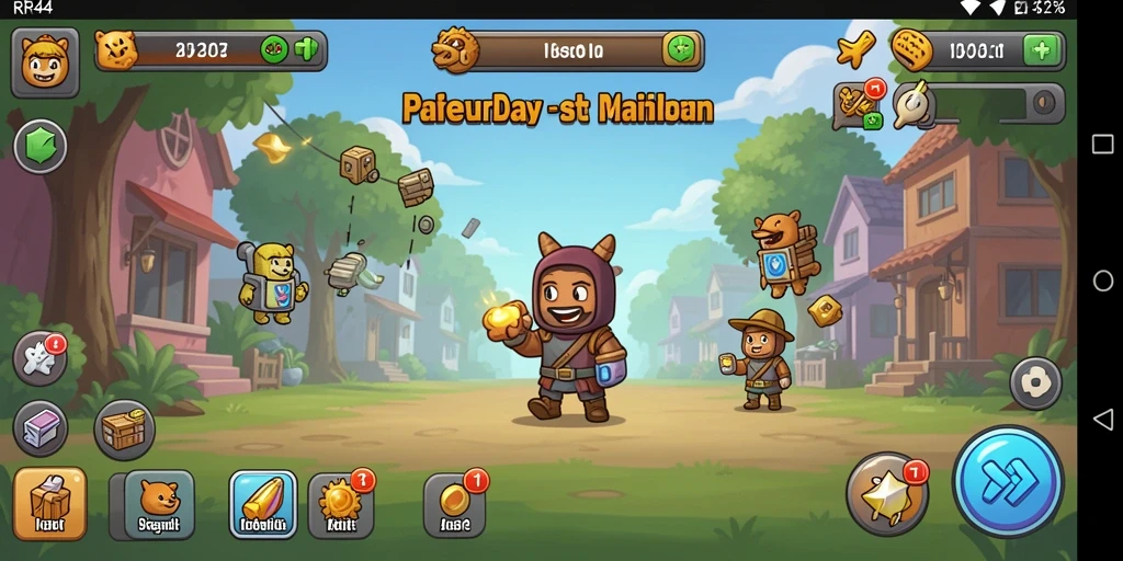 Tampilan gameplay RR44 yang menarik dan penuh warna menunjukkan elemen Idle.