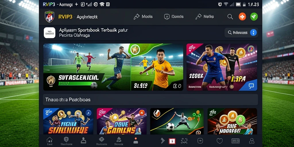 Screenshot gameplay RVIP3 menampilkan antarmuka taruhan olahraga yang menarik.