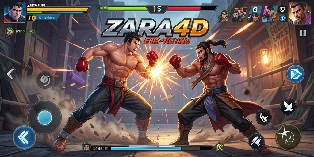 Tampilan gameplay ZARA4D dengan aksi pertarungan yang intens.